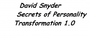 David Snyder – Secrets of Personality Transformation 1.0