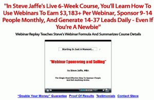 Steve Jaffe - Webinar Selling And Sponsoring Coaching Course