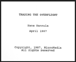 Hans Hannula - Trading the Overflight, $90 (moneytide.com)